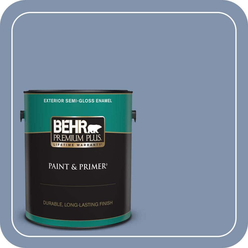 BEHR PREMIUM PLUS 1 gal. #T16-13 Stratus Semi-Gloss Enamel Exterior Paint & Primer