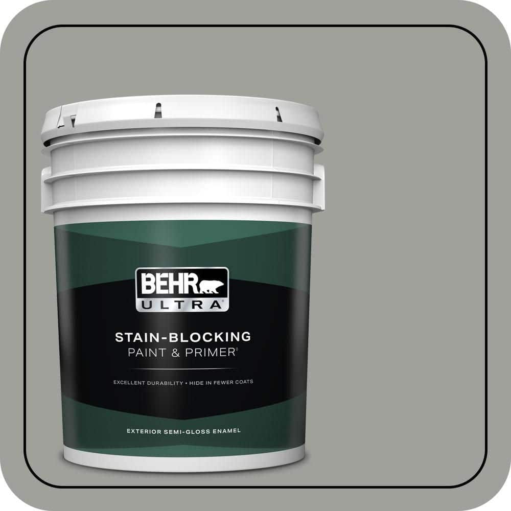 BEHR ULTRA 5 gal. #MQ6-22 Gateway Gray Semi-Gloss Enamel Exterior Paint & Primer