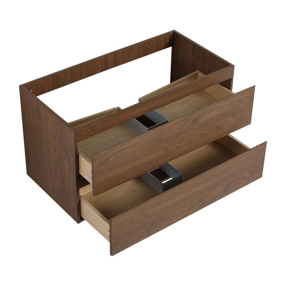 UPIKER Modern 35.19 in. W x 17.94 in. D x 19.69 in. H Bath Vanity Cabinet without Top in Brown Oak Unassembled (2)