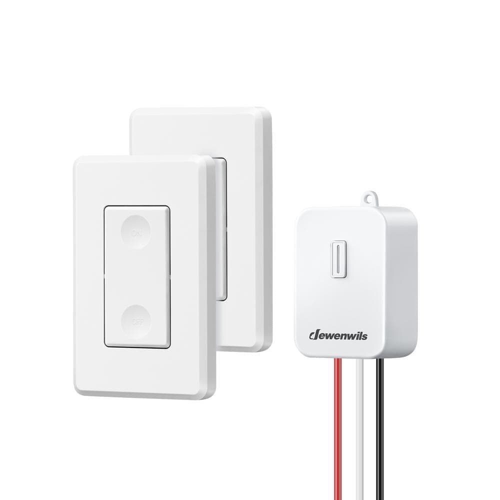 DEWENWILS 3-Way Wireless Light Switch Kit, 2-Remote Switches Control On/Off Receiver