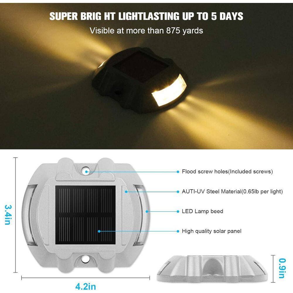 Afoxsos Solar Deck Driveway Dock Lights Warm White LED IP67 Waterproof Outdoor Warning 20-Pack (2)