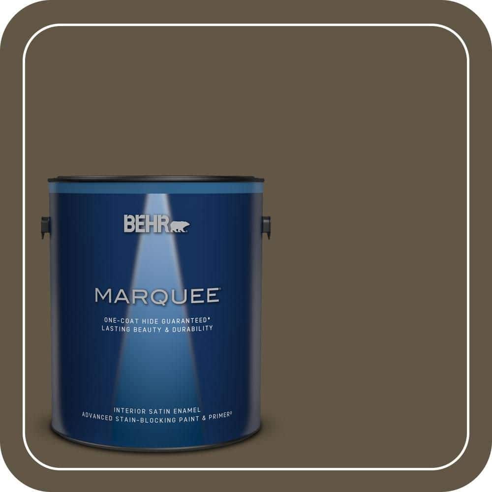 BEHR MARQUEE 1 gal. #QE-32 Treemoss Satin Enamel Interior Paint & Primer