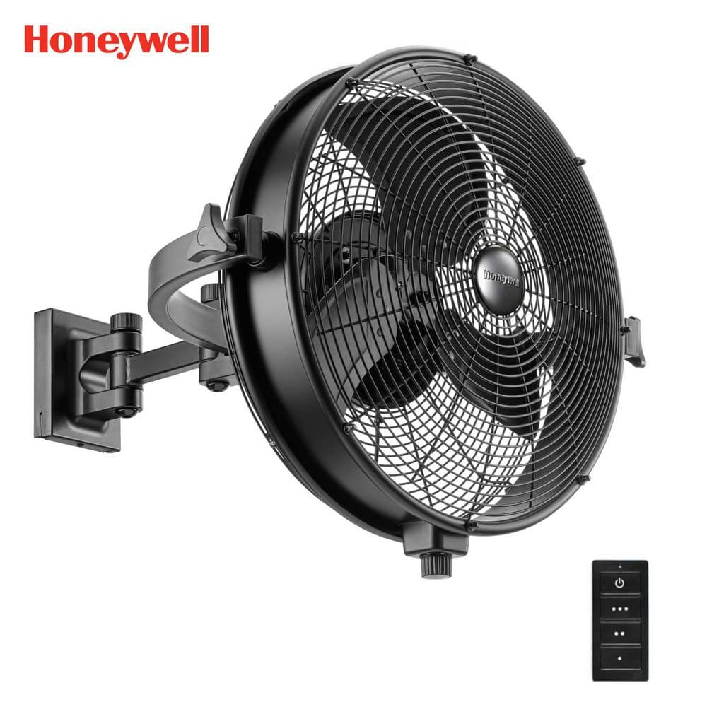 Honeywell 18 in. Wet Rated Indoor/Outdoor Matte Black Wall Fan With Remote