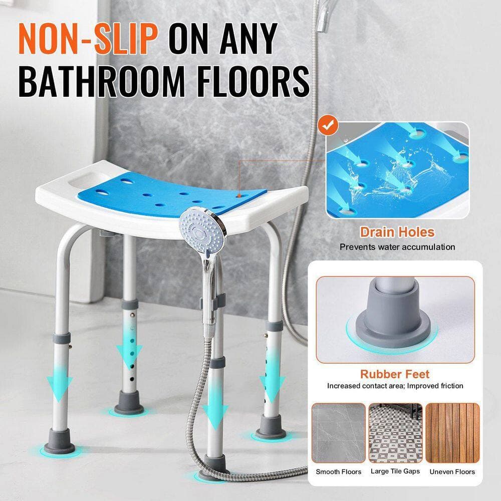 Tahanbath 5.52 in.W 350 LBS Capacity Adjustable H8 Free-standing Walk In Shower Seat-Non-Slip Stool in Blue (2)
