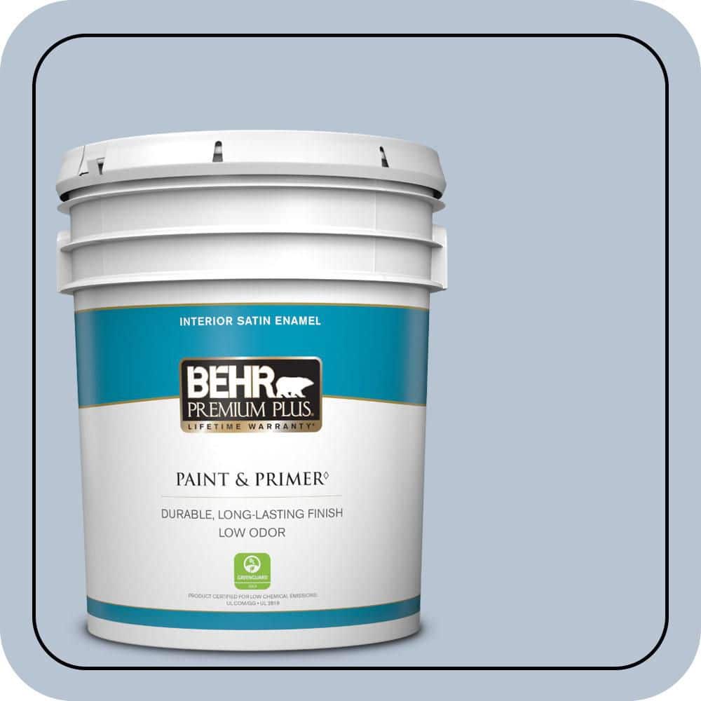 BEHR PREMIUM PLUS 5 gal. #590E-3 Hyacinth Tint Satin Enamel Low Odor Interior Paint & Primer