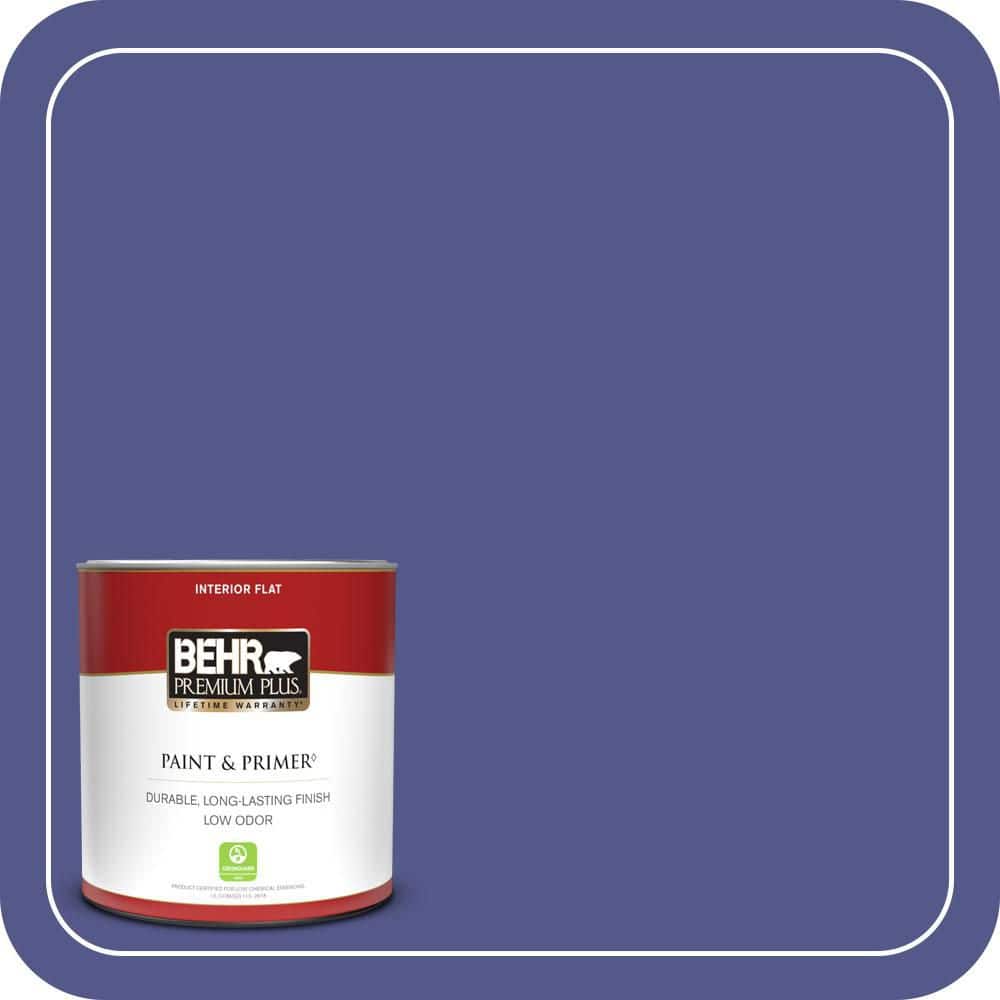 BEHR PREMIUM PLUS 1 qt. #620B-7 Wild Elderberry Flat Low Odor Interior Paint & Primer (1)