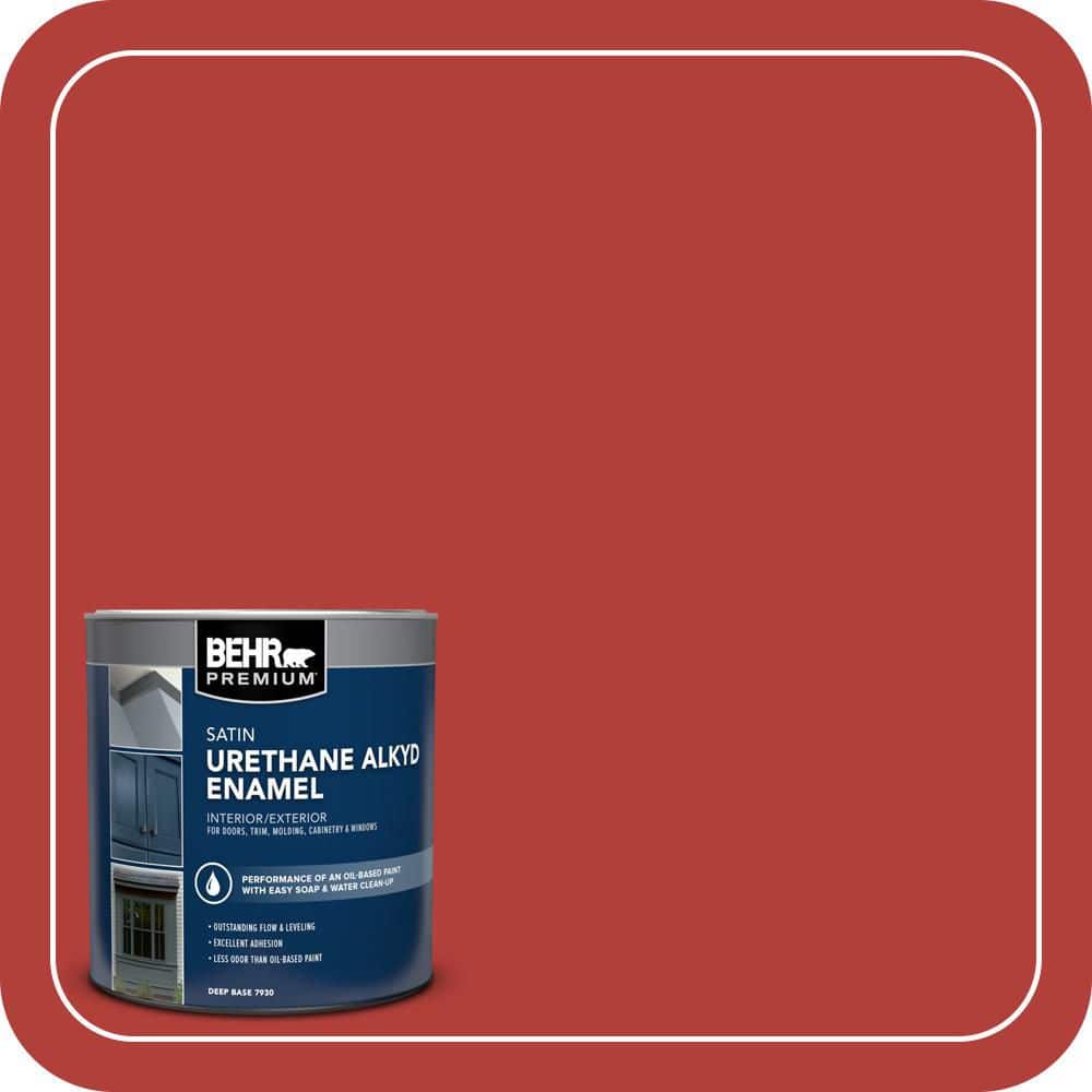 BEHR PREMIUM 1 qt. #170B-7 Red Tomato Satin Enamel Urethane Alkyd Interior/Exterior Paint