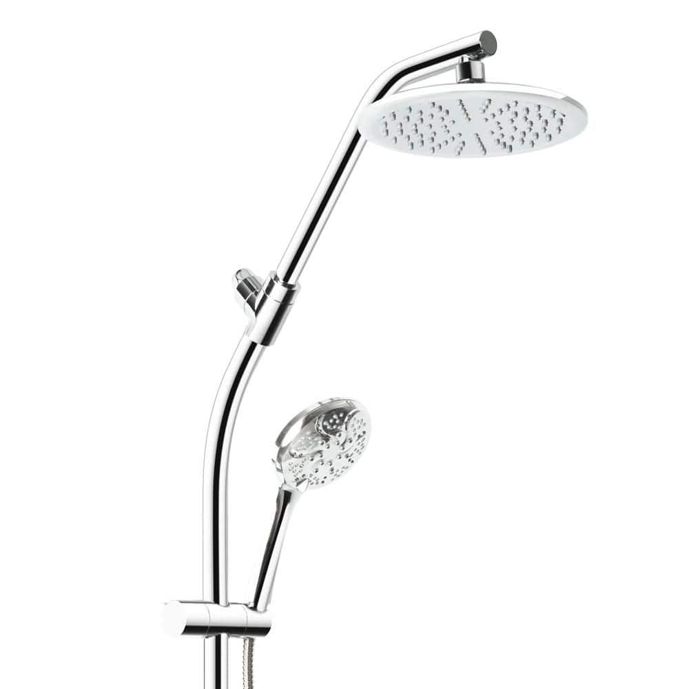 Niagara Conservation Shower Rail Kit 6-Spray Round High Pressure Handheld with Rain Showerhead, Slide Rail, Drill-free Installation in Chrome