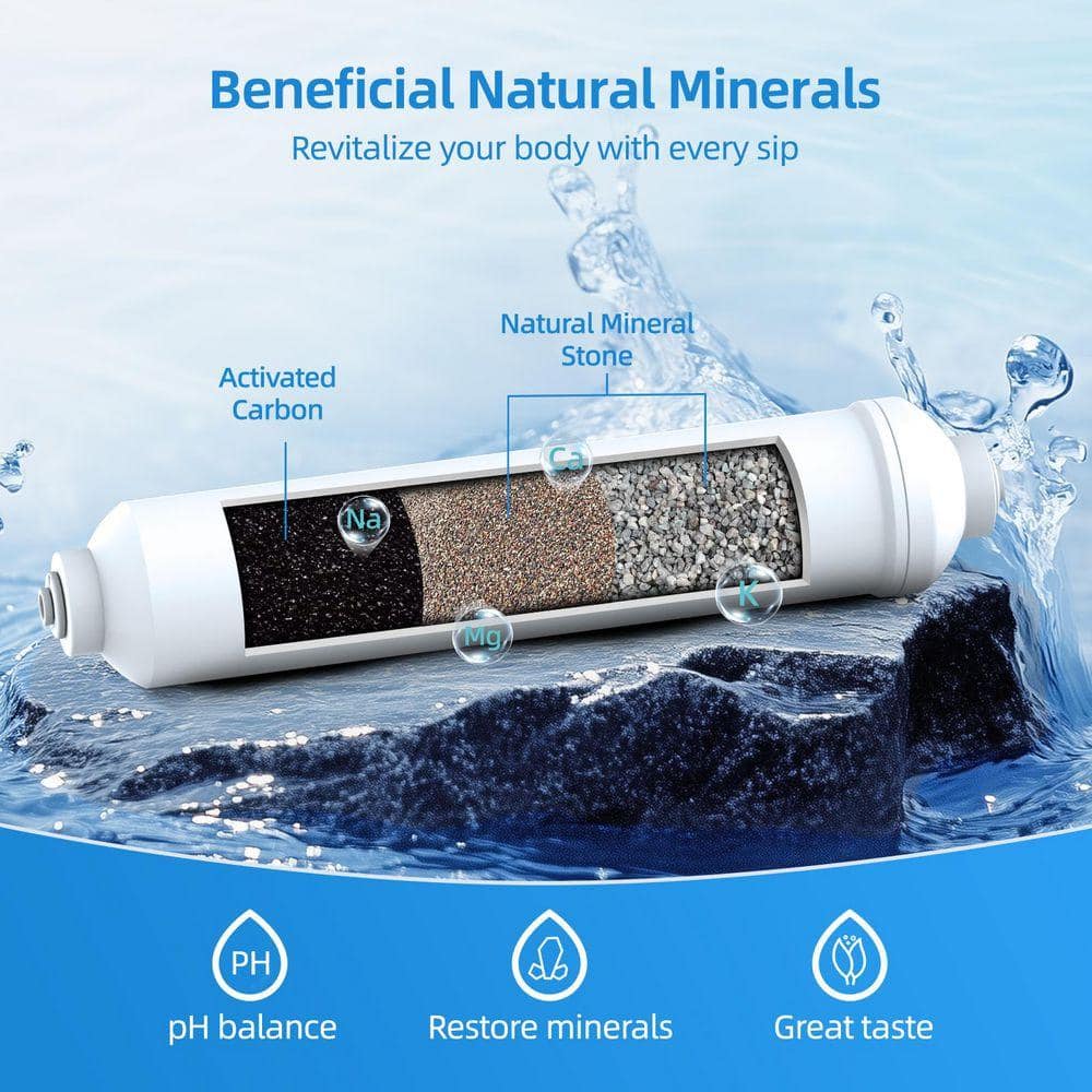 MIZUDO Alkaline Remineralization Water Filter Cartridge Replacement for Reverse Osmosis System, 1/4 in. Quick Connect (2)