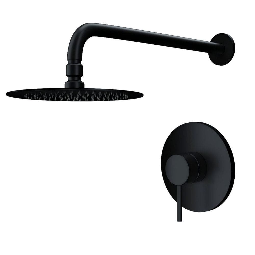 Maincraft Single-Handle 1-Spray Wall Mount Shower Faucet 1.5 GPM with Pressure Balance in Matte Black (Valve Included)