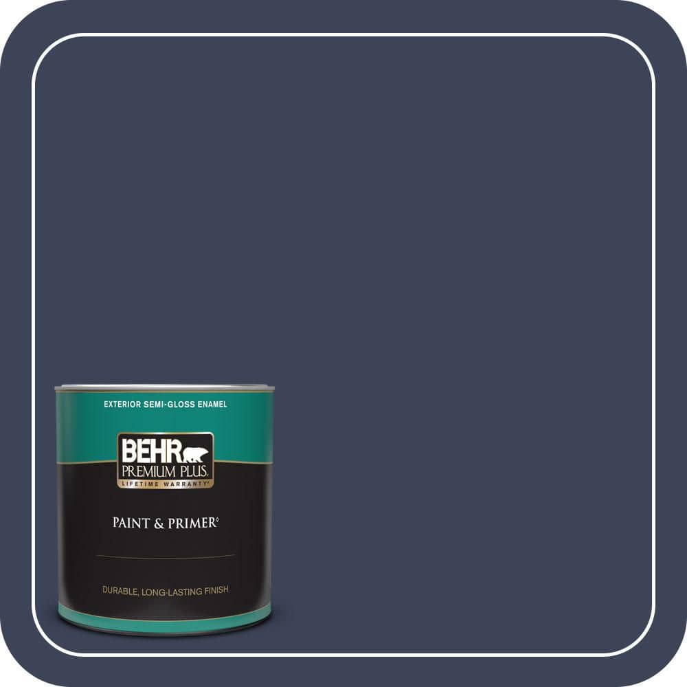 BEHR PREMIUM PLUS 1 qt. #T16-10 Blue Vortex Semi-Gloss Enamel Exterior Paint & Primer
