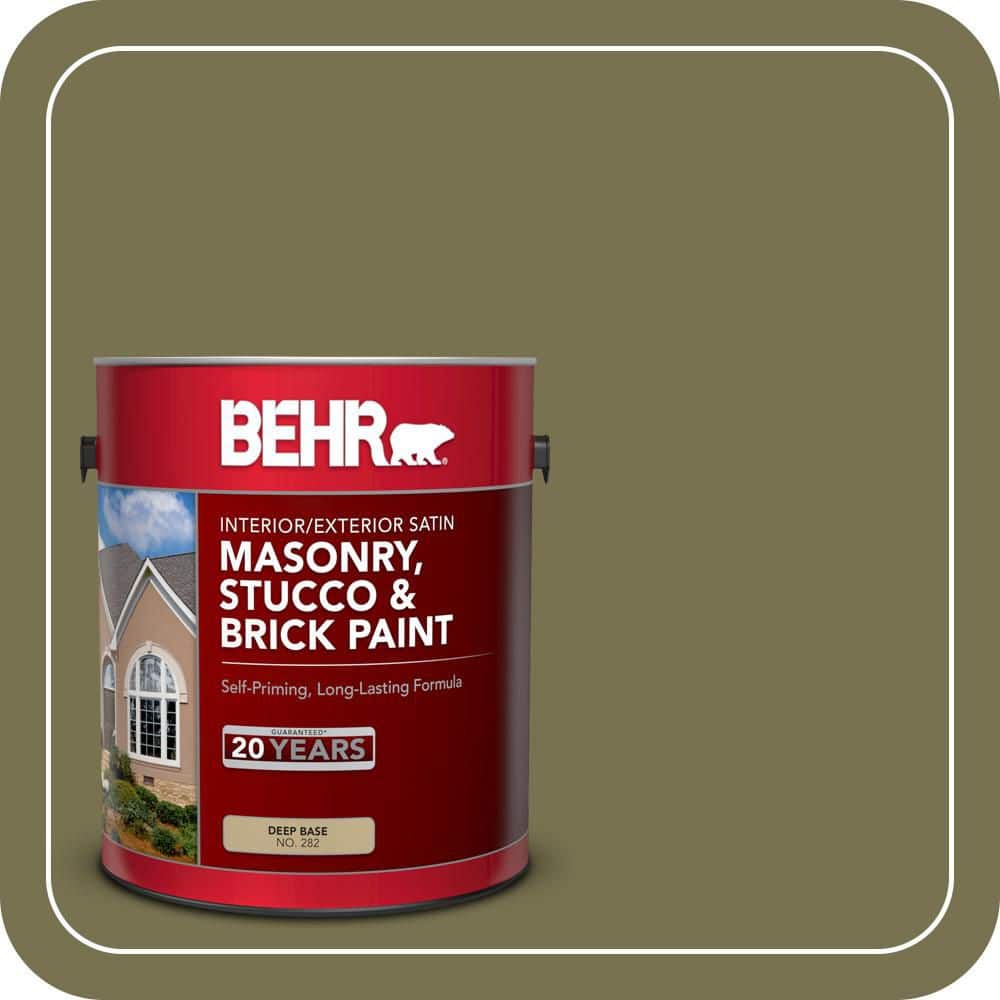 BEHR 1 gal. #S350-6 Truly Olive Satin Interior/Exterior Masonry, Stucco and Brick Paint