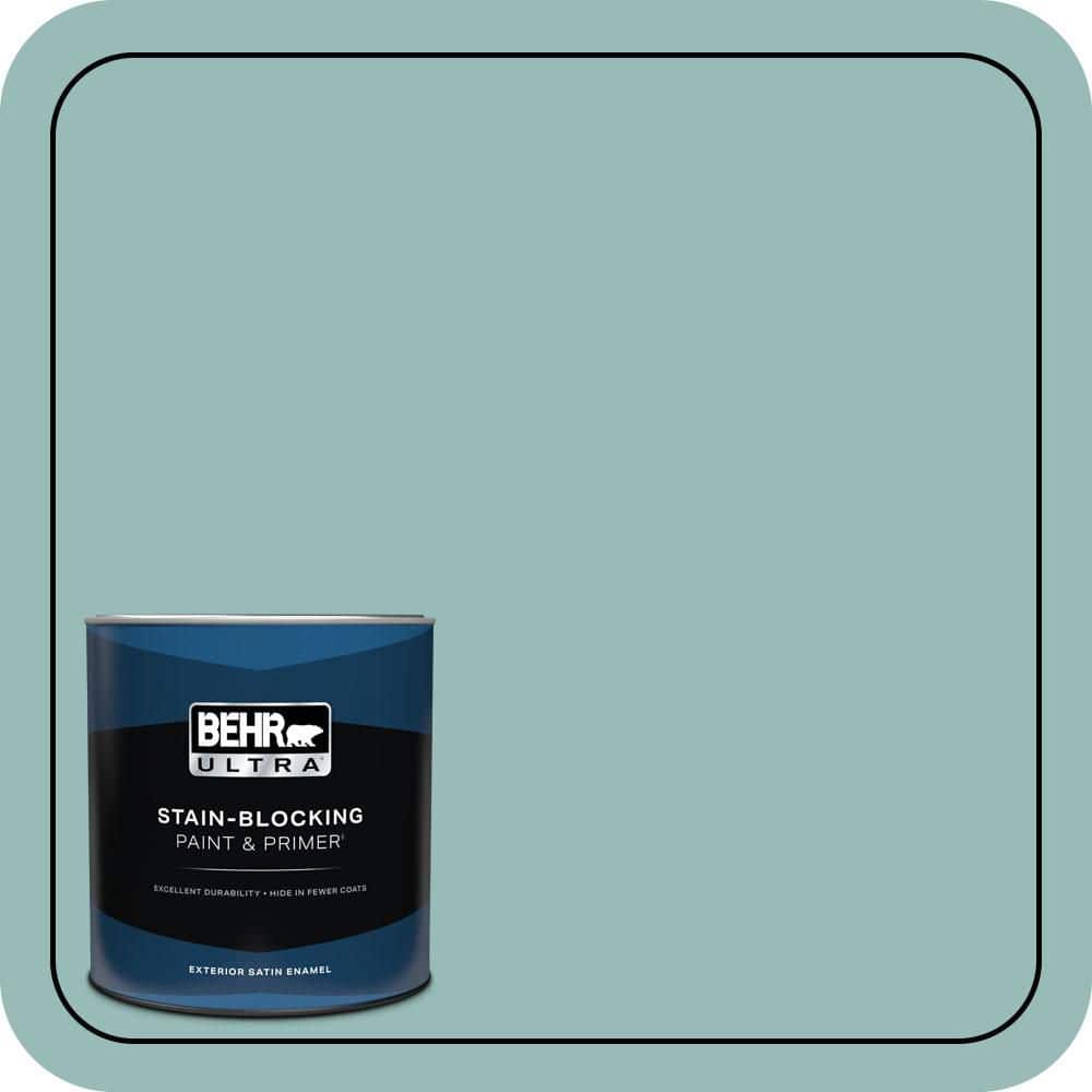 BEHR ULTRA 1 qt. #PPU12-06 Lap Pool Blue Satin Enamel Exterior Paint & Primer