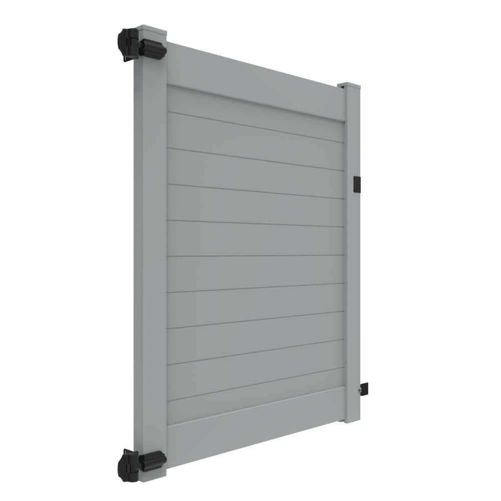 Barrette Outdoor Living Horizontal Fence 6 ft. x 58 in. Gray Vinyl Fence Privacy Gate Kit (2)