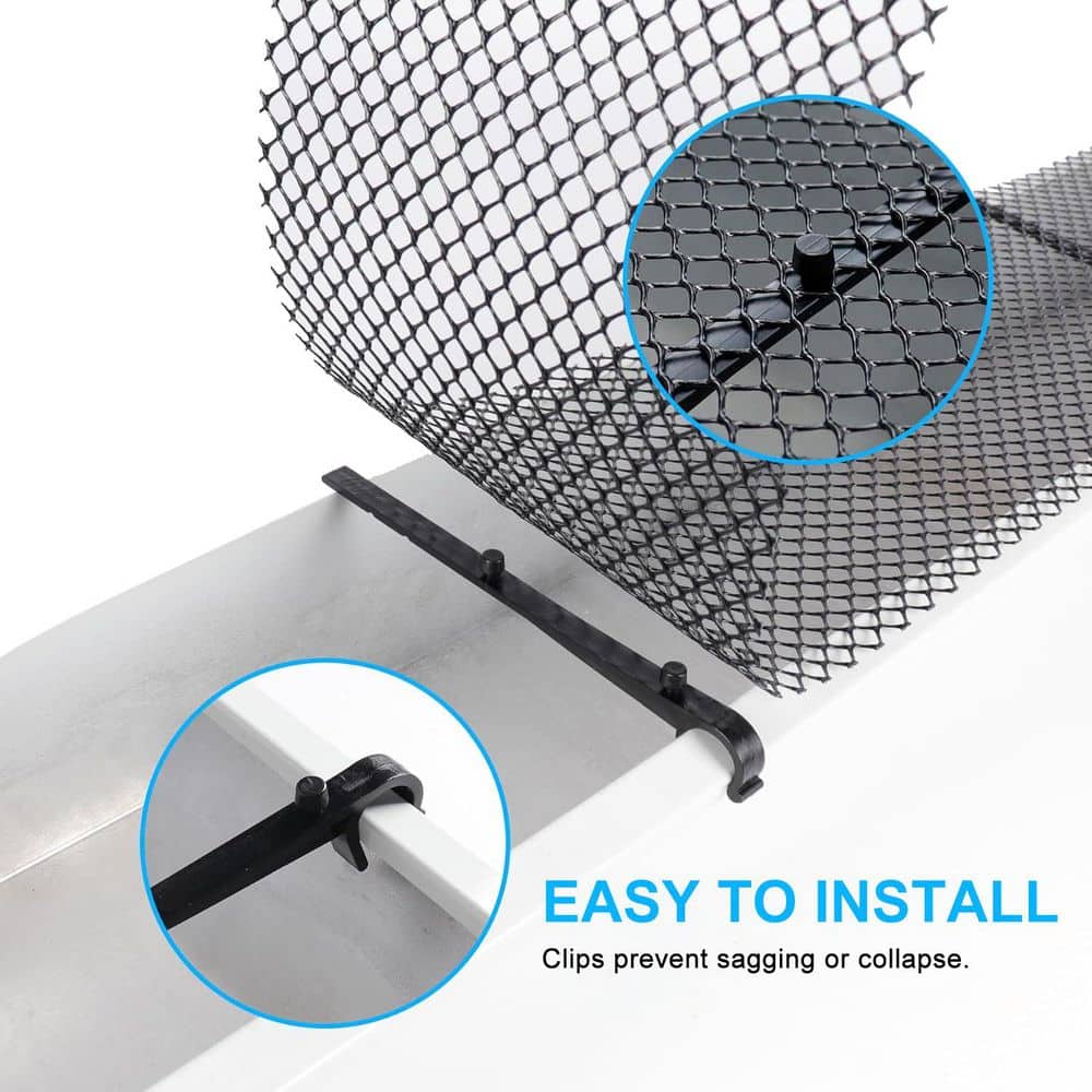 Wellco 6 in. x 20 ft. Black Plastic Gutter Guard Mesh Roll with Fixed Hooks-6 Rolls (3)