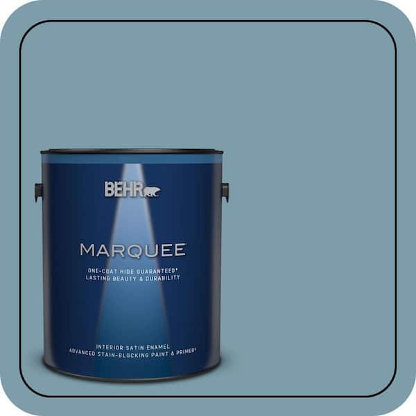 BEHR MARQUEE 1 gal. #S470-4 Dolphin Blue One-Coat Hide Satin Enamel Interior Paint & Primer (2)