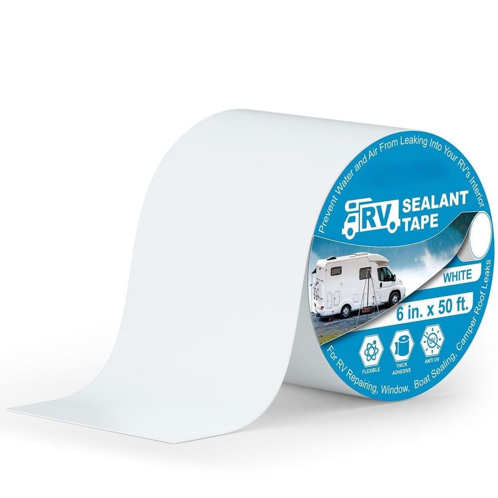 Laybus 6 in. x 50 ft. Pure White Color Natural Rubber Roof Sealing Tape RV Camper Trailer Boat Sealing Leak Repair