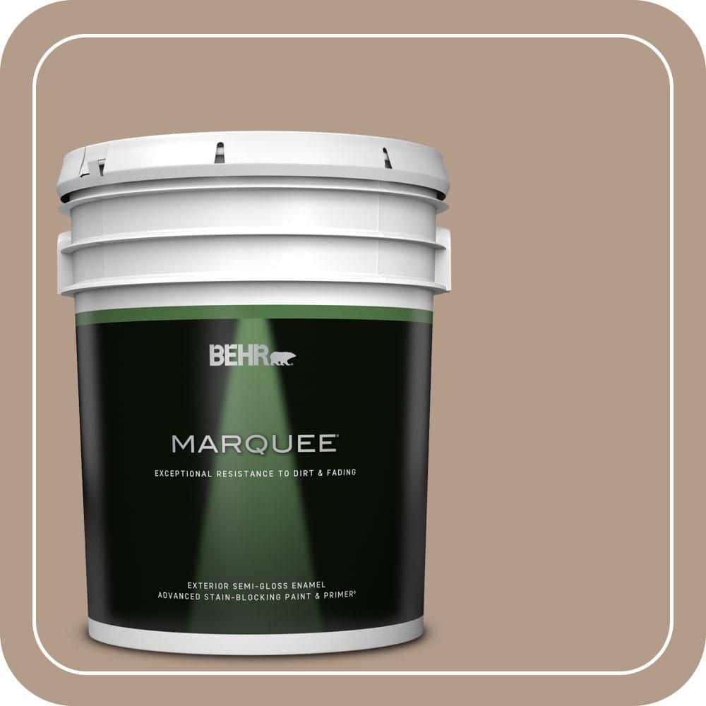 BEHR MARQUEE 5 gal. #PMD-77 Rich Taupe Semi-Gloss Enamel Exterior Paint & Primer