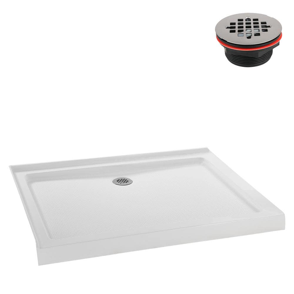 Streamline 48 in. L 36 in. W Corner Acrylic Shower Pan Base, with Right Hand Drain, Drain Included (4)