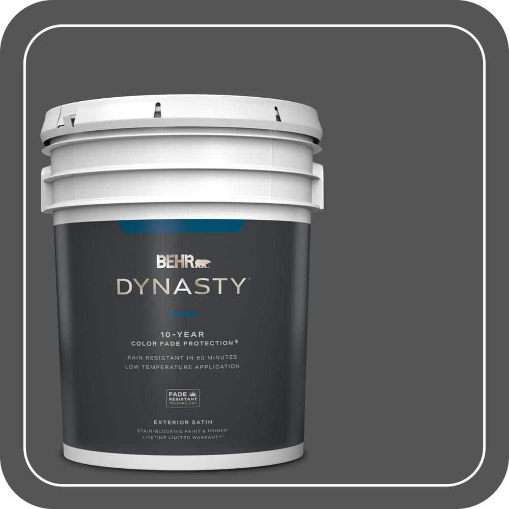 BEHR DYNASTY 5 gal. #QE-62 Maximum Gray Satin Enamel Exterior Stain-Blocking Paint & Primer