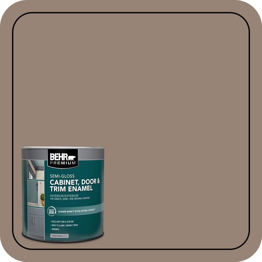 BEHR PREMIUM 1 qt. #N230-5 Dry Brown Semi-Gloss Enamel Interior/Exterior Cabinet, Door & Trim Paint