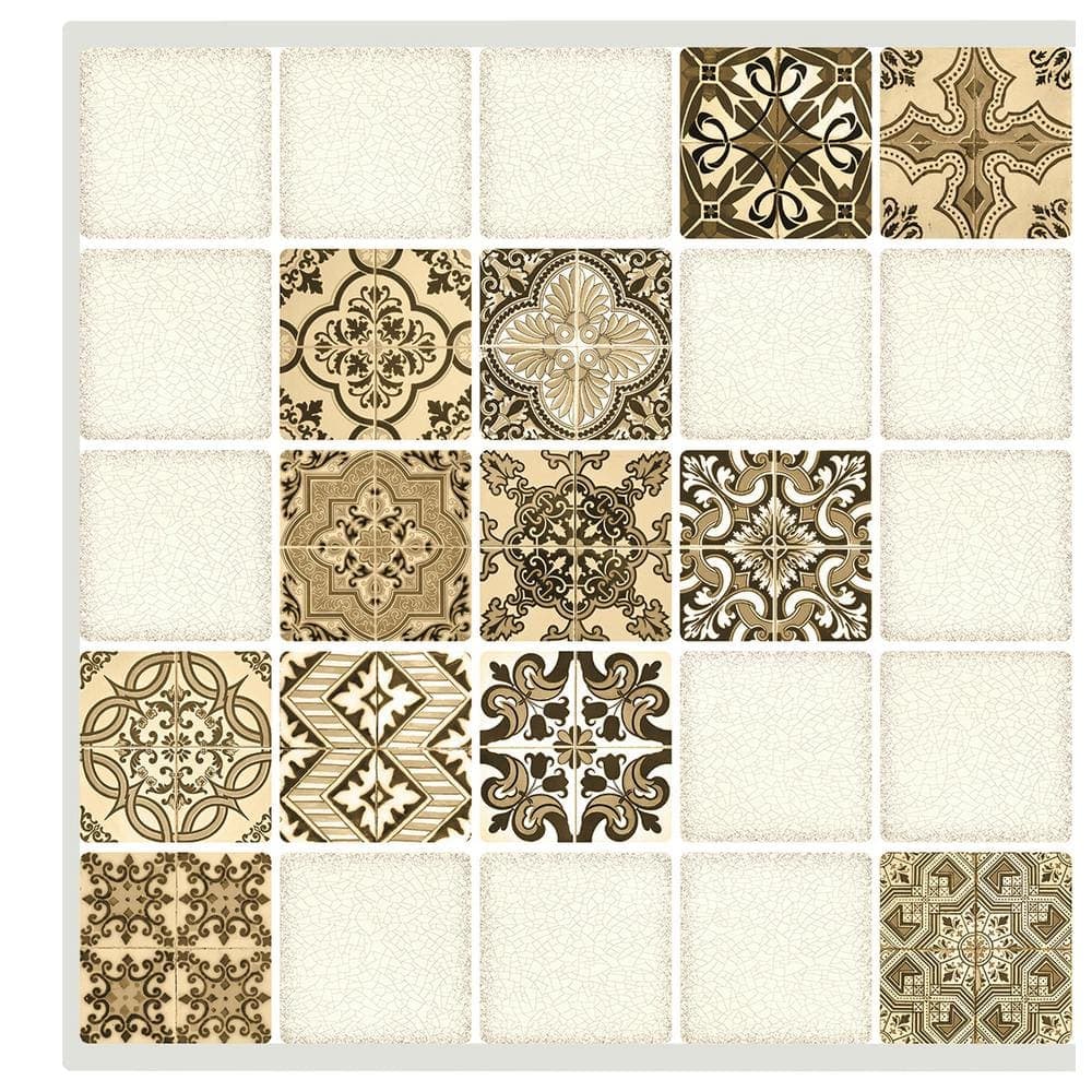 Dundee Deco 3D Falkirk Retro III 38 in. x 19 in. Cream Tan Faux Tile PVC Decorative Wall Paneling (5-Pack) (1)