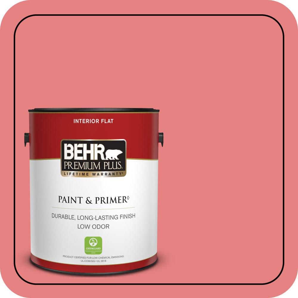 BEHR PREMIUM PLUS 1 gal. #P170-4 Sugar Poppy Flat Low Odor Interior Paint & Primer (1)
