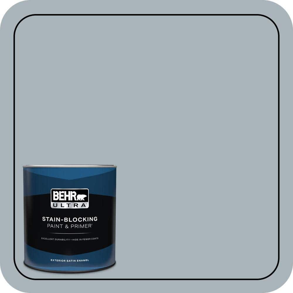 BEHR ULTRA 1 qt. #N490-3 Shaved Ice Satin Enamel Exterior Paint & Primer