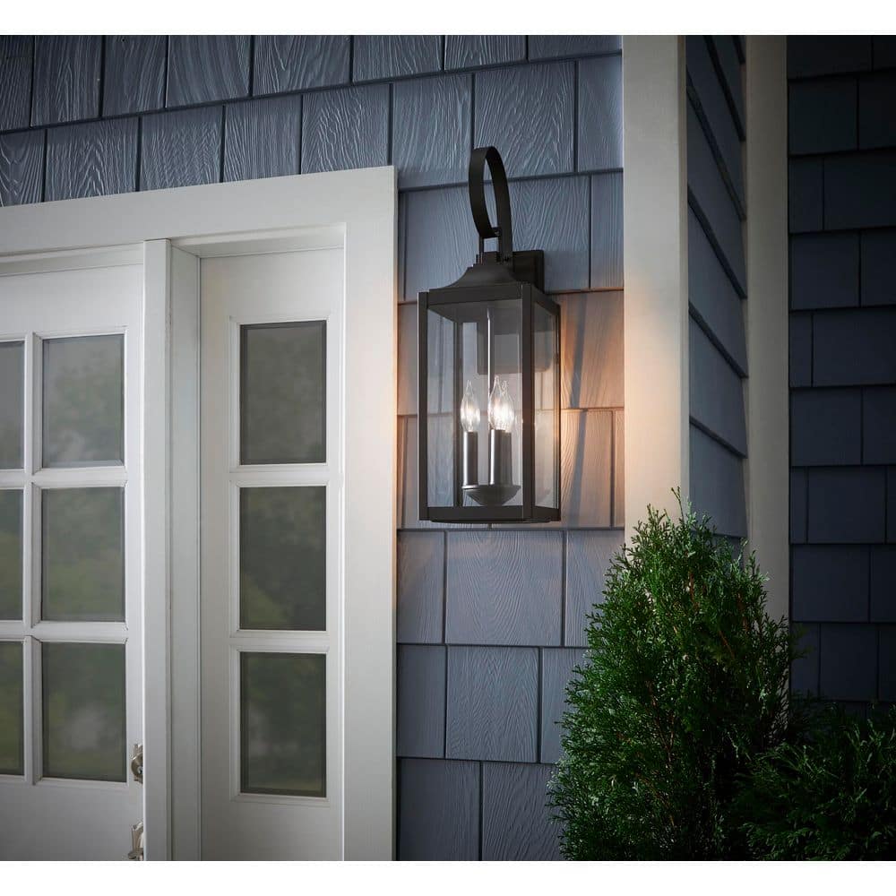 Home Decorators Collection Havenridge 23.2 in. 3-Light Espresso Bronze Hardwired Outdoor Wall Light Lantern Sconce with Clear Glass (1-Pack) (2)