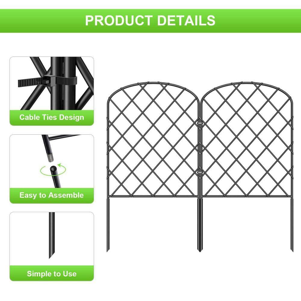NVNOO 24 in. x 27 ft. Metal Edging Framed Privacy Fencing Panel, Arched Animal Barrier Border for Patio Yard, Black (25-Pack) (2)