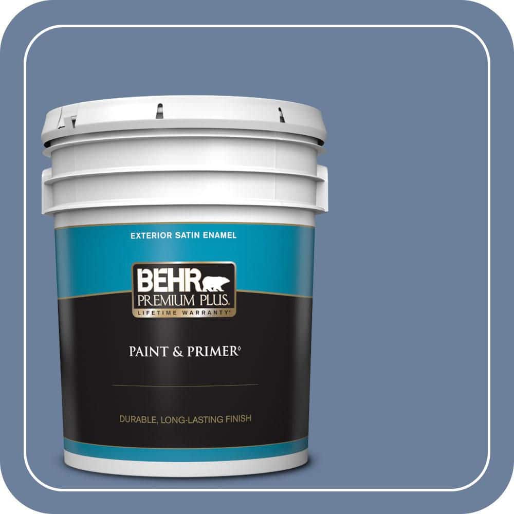 BEHR PREMIUM PLUS 5 gal. #MQ5-52 Lead Cast Satin Enamel Exterior Paint & Primer