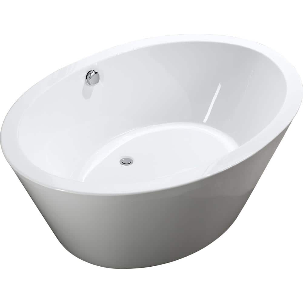 Bellaterra Home Udine 66.96 in. Acrylic Flatbottom Non-Whirlpool Freestanding Bathtub in Glossy White (1)