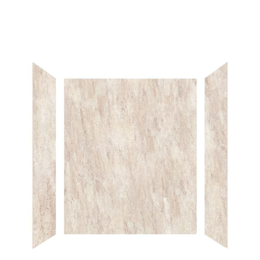 Transolid Lusso 60 in. 36 in. 72 in. 3-Piece Glue-Up Solid Surface Alcove Shower Wall Surround (2)