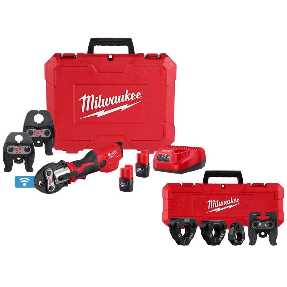 Milwaukee M12 12-Volt Lithium-Ion FORCE Logic Press Tool Kit with ONE-KEY and 1/2 in. - 1 in. IPS-P Pivoting Press Ring Kit (1)
