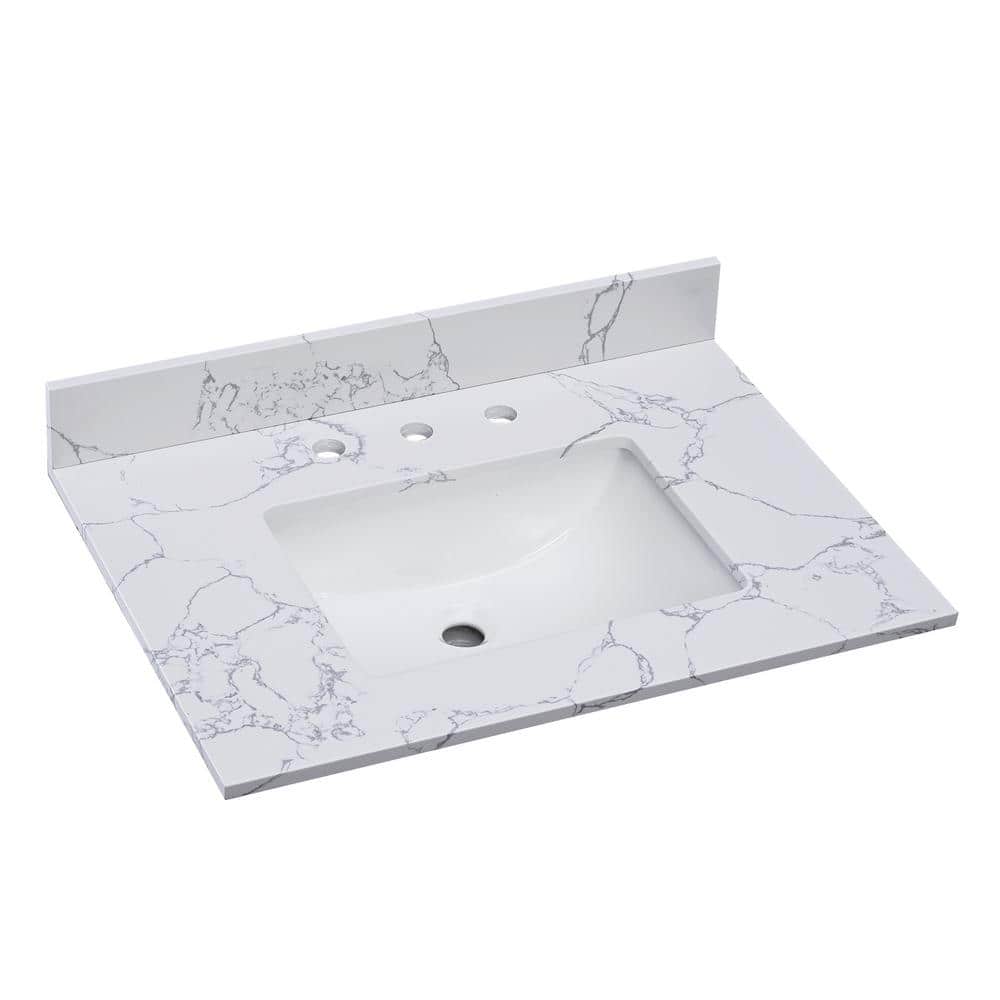 PROOX 37 in. W 22 in. D Engineered Stone Composite Vanity Top with Rectangular Single Sink
