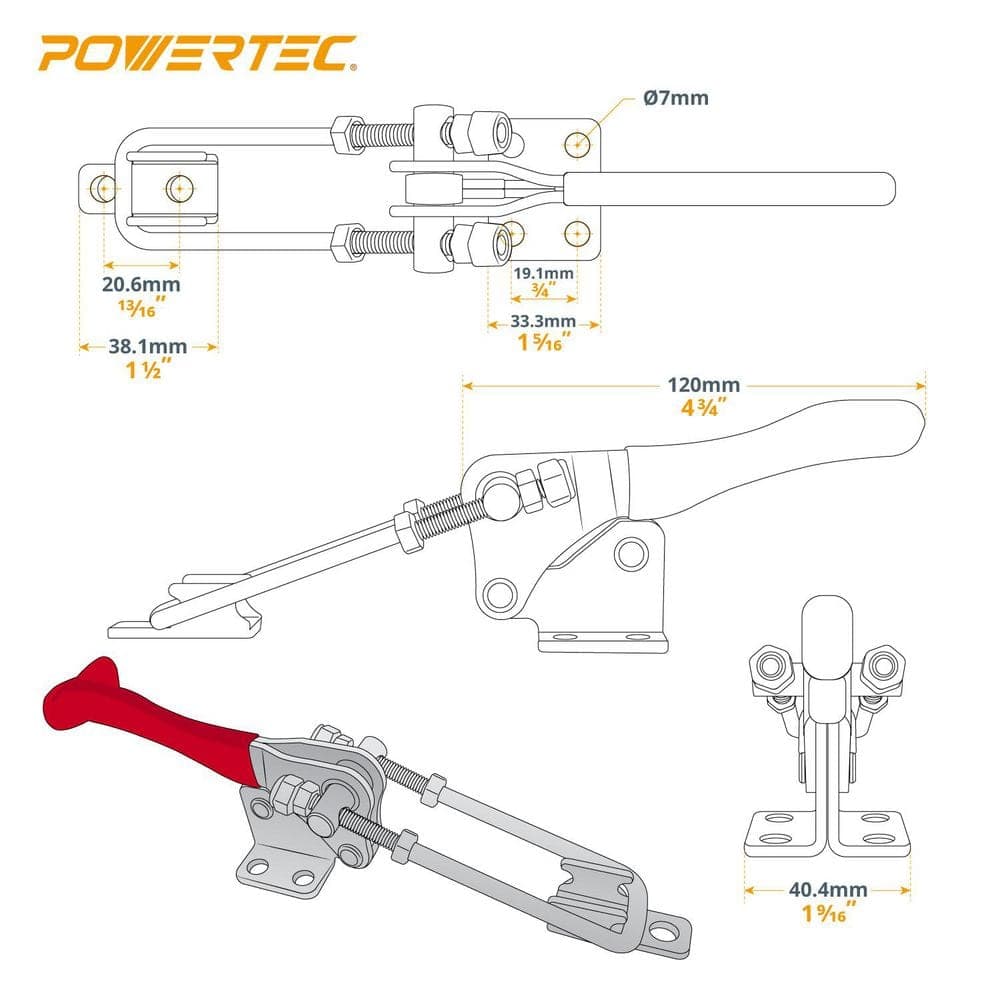 ‎POWERTEC 1980 lbs. Latch-Action Toggle Clamp (3)