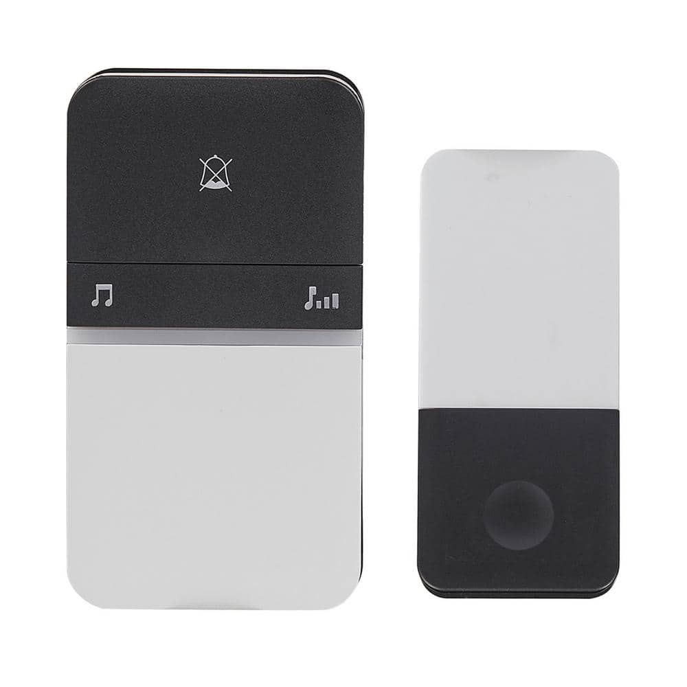 Heath Zenith White and Black Wireless Lighted Plug-In Doorbell Kit with Kinetic Doorbell Button