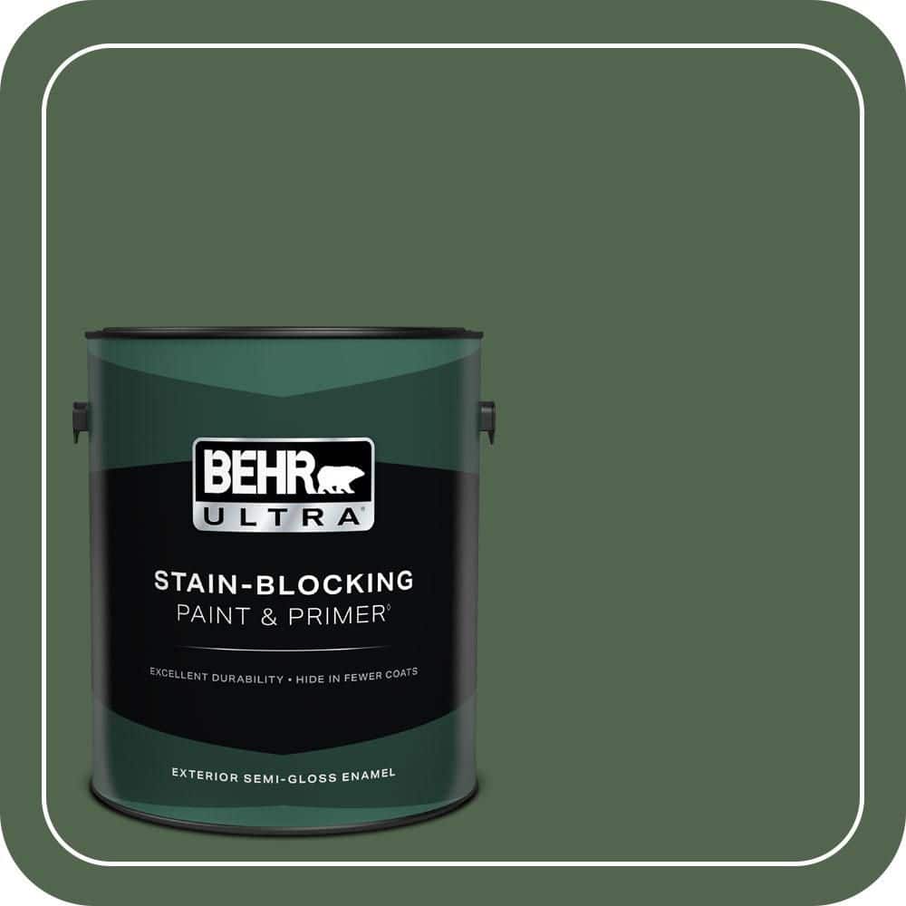 BEHR ULTRA 1 gal. #S410-7 Equestrian Green Semi-Gloss Enamel Exterior Paint & Primer