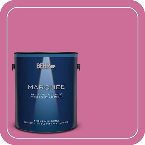 BEHR PREMIUM PLUS 1 gal. #100B-6 Fuchsia Kiss Semi-Gloss Enamel Low Odor Interior Paint & Primer (3)