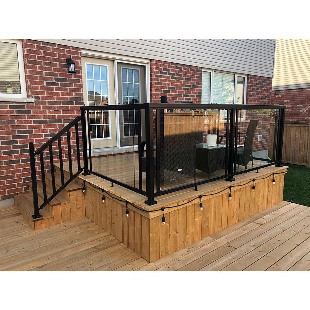 PEAK Aluminum Railing 6 ft. Black Aluminum Deck Railing Wide Stair Picket and Spacer Kit for 42 in. high system (2)