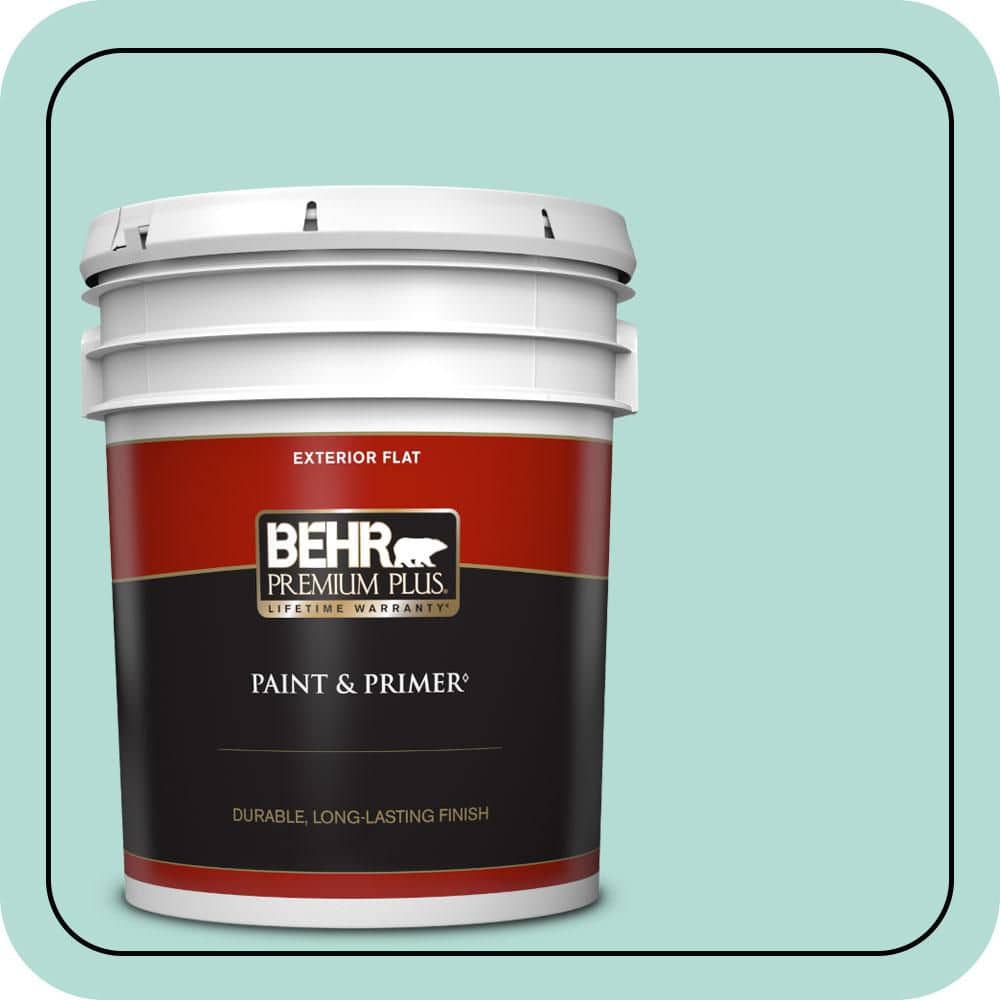 BEHR PREMIUM PLUS 5 gal. #490C-3 Balmy Seas Flat Exterior Paint & Primer