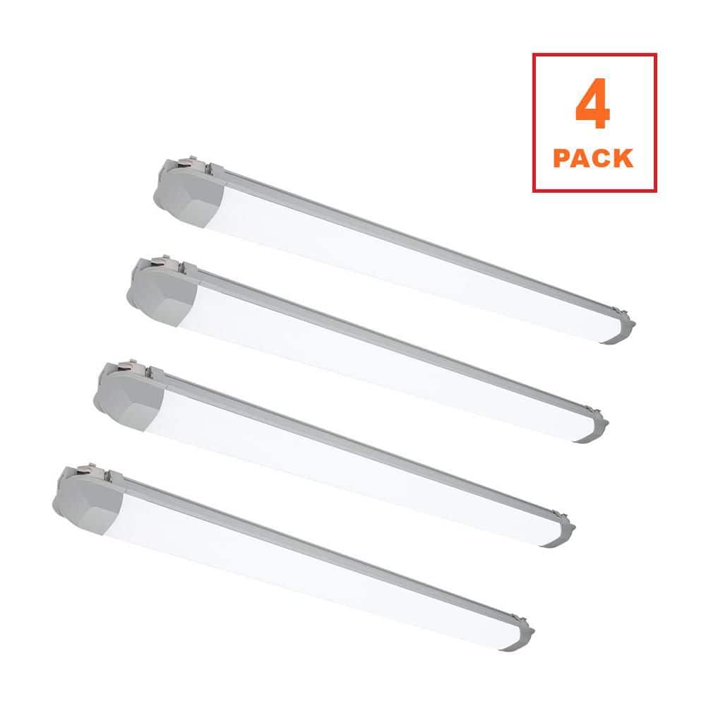 Commercial Electric 4-Pack 4 ft. Vapor Tight 4500 Lumens LED Wraparound Light Fixture 120-277V Adjustable CCT Wet Rated Harsh Conditions
