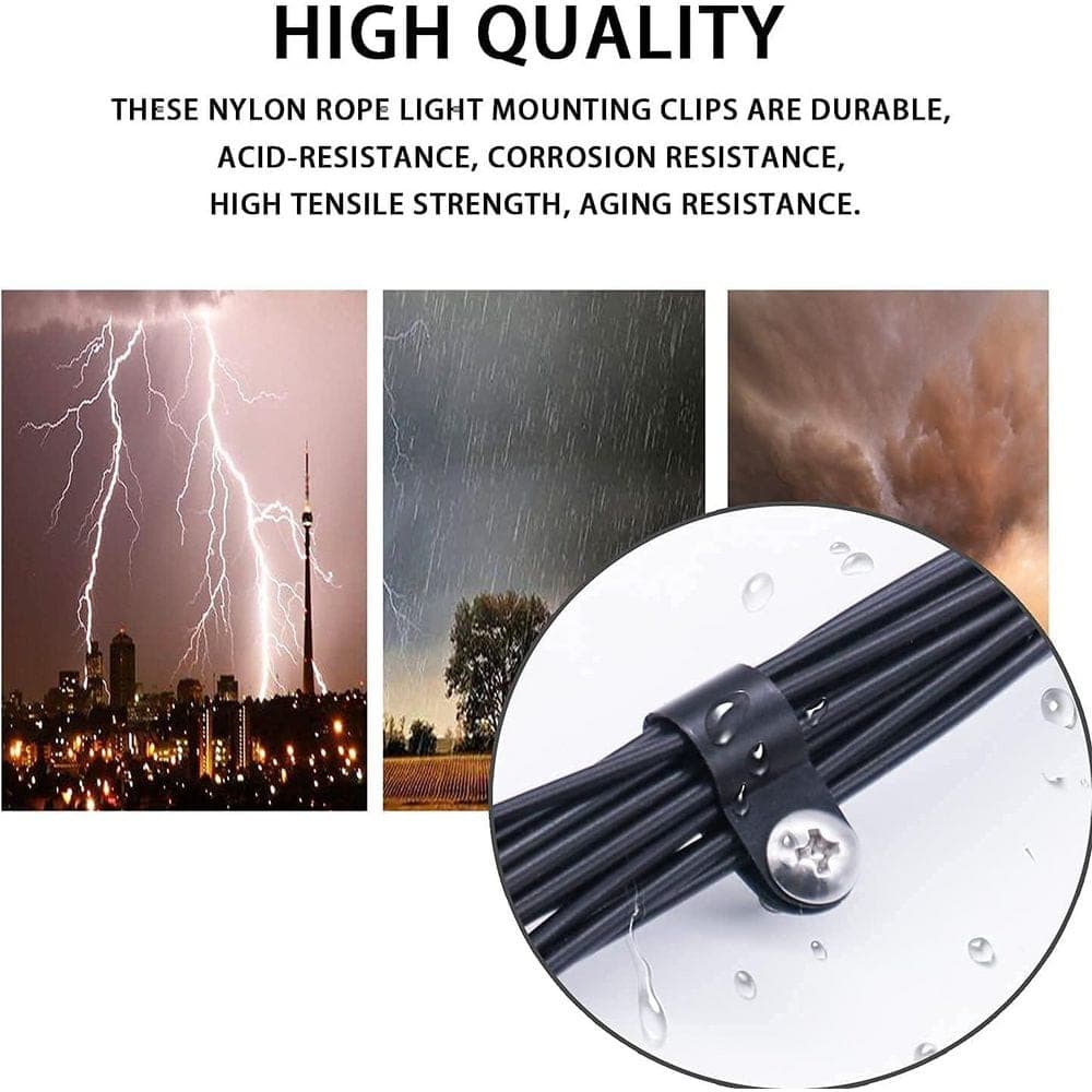 Yichuhaoxi P-Style Mounting Clips 1/2 in. Rope Light Cable Clamps Black Plastic with Stainless Steel Screws 50-Pack (2)