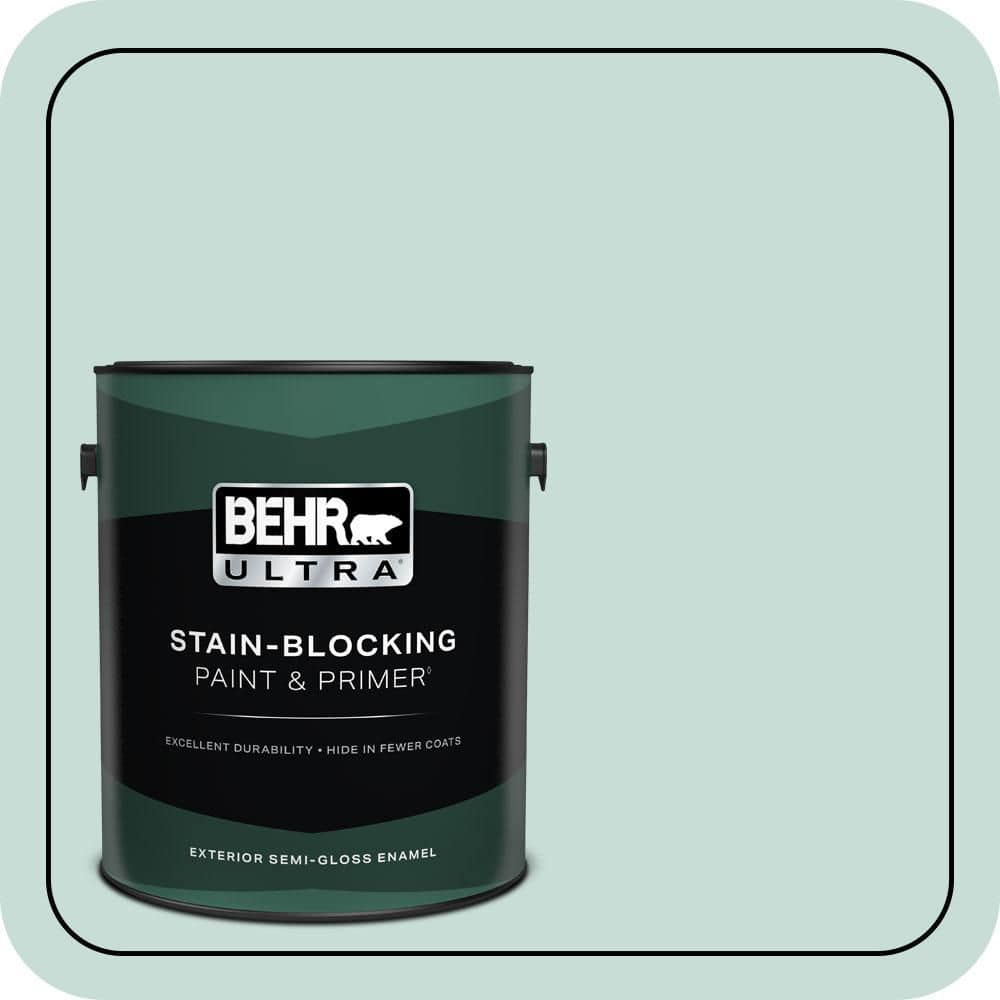 BEHR ULTRA 1 gal. #MQ3-20 Whipped Mint Semi-Gloss Enamel Exterior Paint & Primer