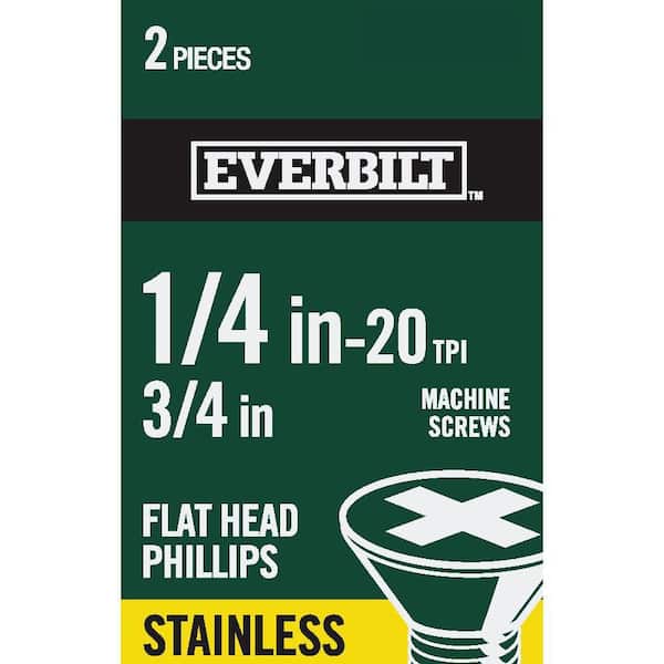 Everbilt 1/4 in.-20 x 3/4 in. Phillips Flat Head Stainless Steel Machine Screw (2-Pack) (2)
