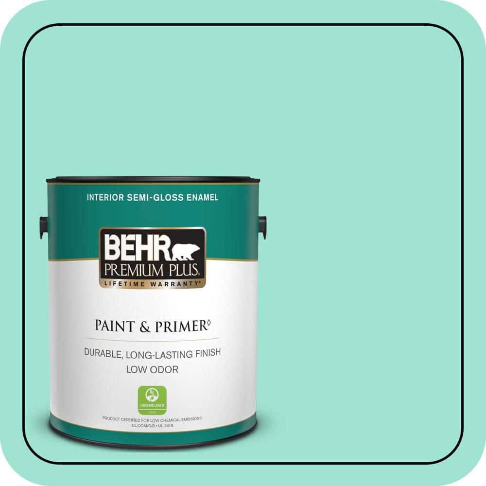 BEHR PREMIUM PLUS 1 gal. #P430-2 Aqua Wish Semi-Gloss Enamel Low Odor Interior Paint & Primer