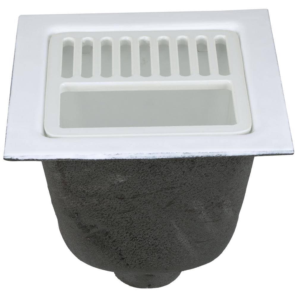 Zurn 12 in. x 12 in. Acid Resisting Enamel Coated Floor Sink with 3 in. No-Hub Connection and 8 in. Sump Depth (2)