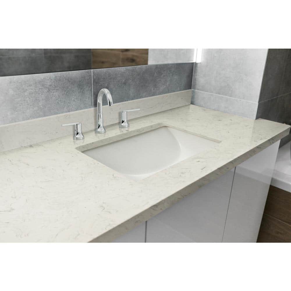 A&A Surfaces Celestina 49 in. W 22 in. D Engineered Marble Vanity Top with White Rectangle Single Sink (2)