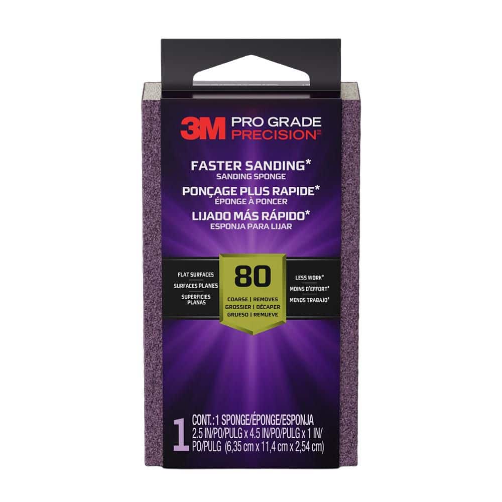 3M Pro Grade Precision 5 in. 4.5 in. 320 Grit Faster Sanding Sanding Block Sponge