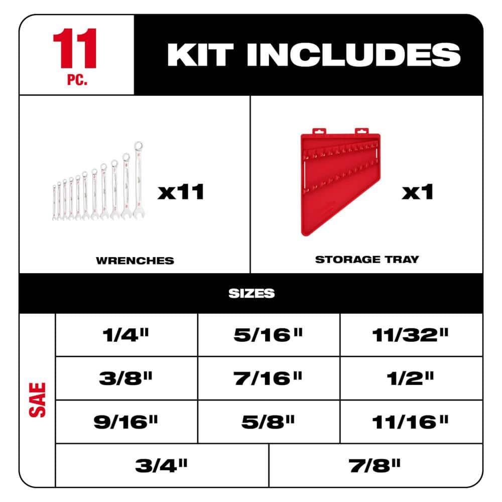 Milwaukee SAE/Metric Combination Wrench Mechanics Tool Set (22-Piece) (2)